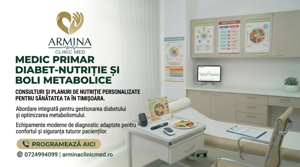 Consult Diabet, Nutriție și Boli Metabolice în Timișoara, zona Cetății-Mehala, la Armina ClinicMed
